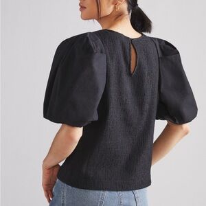Anthropologie Black Puff Sleeve Blouse